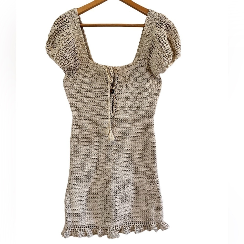 MAIYO CROCHET HAND MADE Open knit mini Dress ONE SIZE